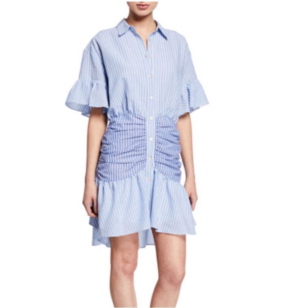 Cinq A Sept Asher Blue and White Striped Shirt  Dress | Size 4